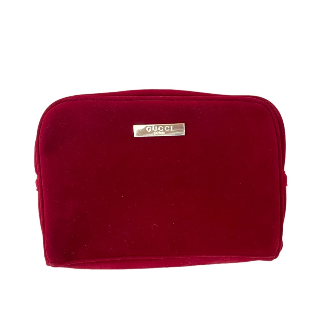 Gucci Red Velvet Cosmetics Bag / Clutch
